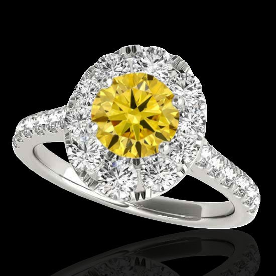 2 CTW Certified Si Fancy Intense Yellow Diamond: 34085-REF-210N9Y ---- 2 CTW Certified Si Fancy Intense Yellow Diamond Solitaire Halo Ring Gold Manufacturer's Suggested Retail Price: $10450.00 GEMMARI Designer Brand Luxury Jewelry, made in the USA G