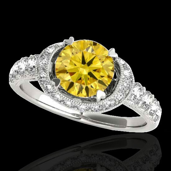 1.75 CTW Certified Si Fancy Intense Yellow Diamond: 34457-REF-180H2Z ---- 1.75 CTW Certified Si Fancy Intense Yellow Diamond Solitaire Halo Ring Gold Manufacturer's Suggested Retail Price: $8900.00 GEMMARI Designer Brand Luxury Jewelry, made in the USA