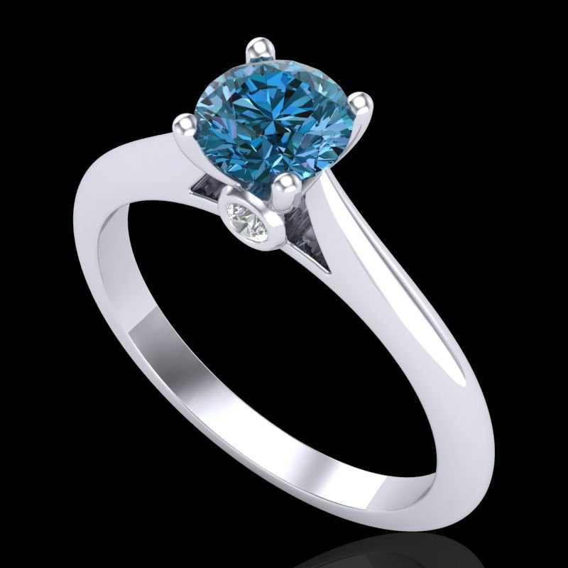 0.83 CTW Fancy Intense Blue Diamond Solitaire Art Deco: 38195-REF-109W3M ---- 0.83 CTW Fancy Intense Blue Diamond Solitaire Art Deco Ring 18K Gold Manufacturer's Suggested Retail Price: $5400.00 GEMMARI Designer Brand Luxury Jewelry, made in the USA GEMMAR
