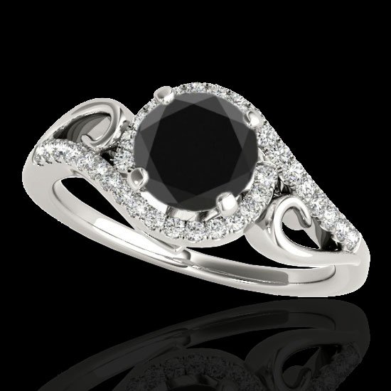 1.25 CTW Certified Vs Black Diamond Solitaire Halo Ring: 34171-REF-56K9W ---- 1.25 CTW Certified Vs Black Diamond Solitaire Halo Ring Two Tone Gold Manufacturer's Suggested Retail Price: $2800.00 GEMMARI Designer Brand Luxury Jewelry, made in the USA GEMMAR