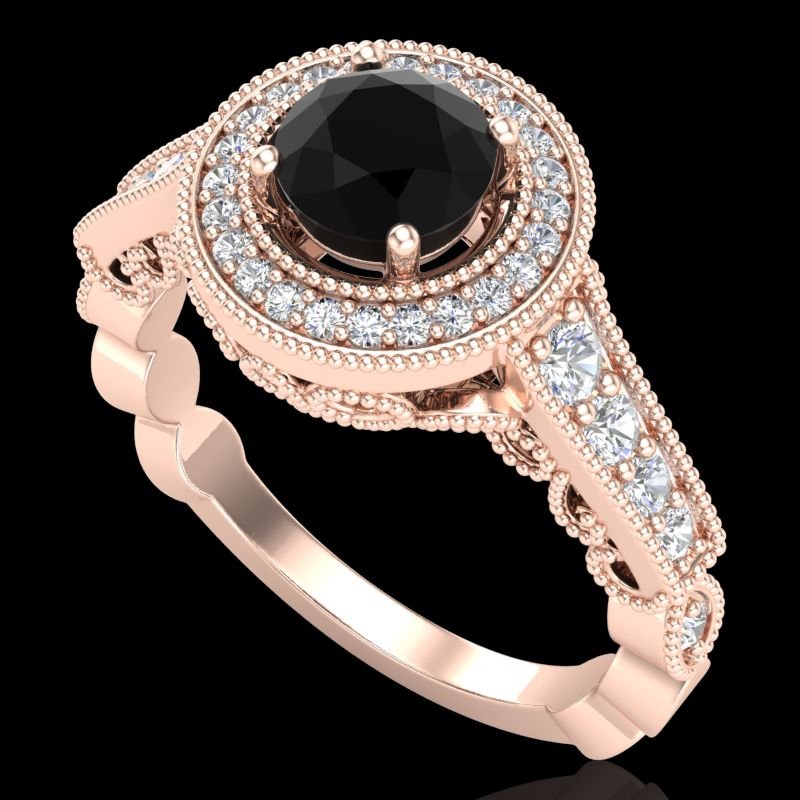 1.12 CTW Fancy Black Diamond Solitaire Engagment Art: 37689-REF-125M5R ---- 1.12 CTW Fancy Black Diamond Solitaire Engagment Art Deco Ring 18K Gold Manufacturer's Suggested Retail Price: $6200.00 GEMMARI Designer Brand Luxury Jewelry, made in the USA GEM