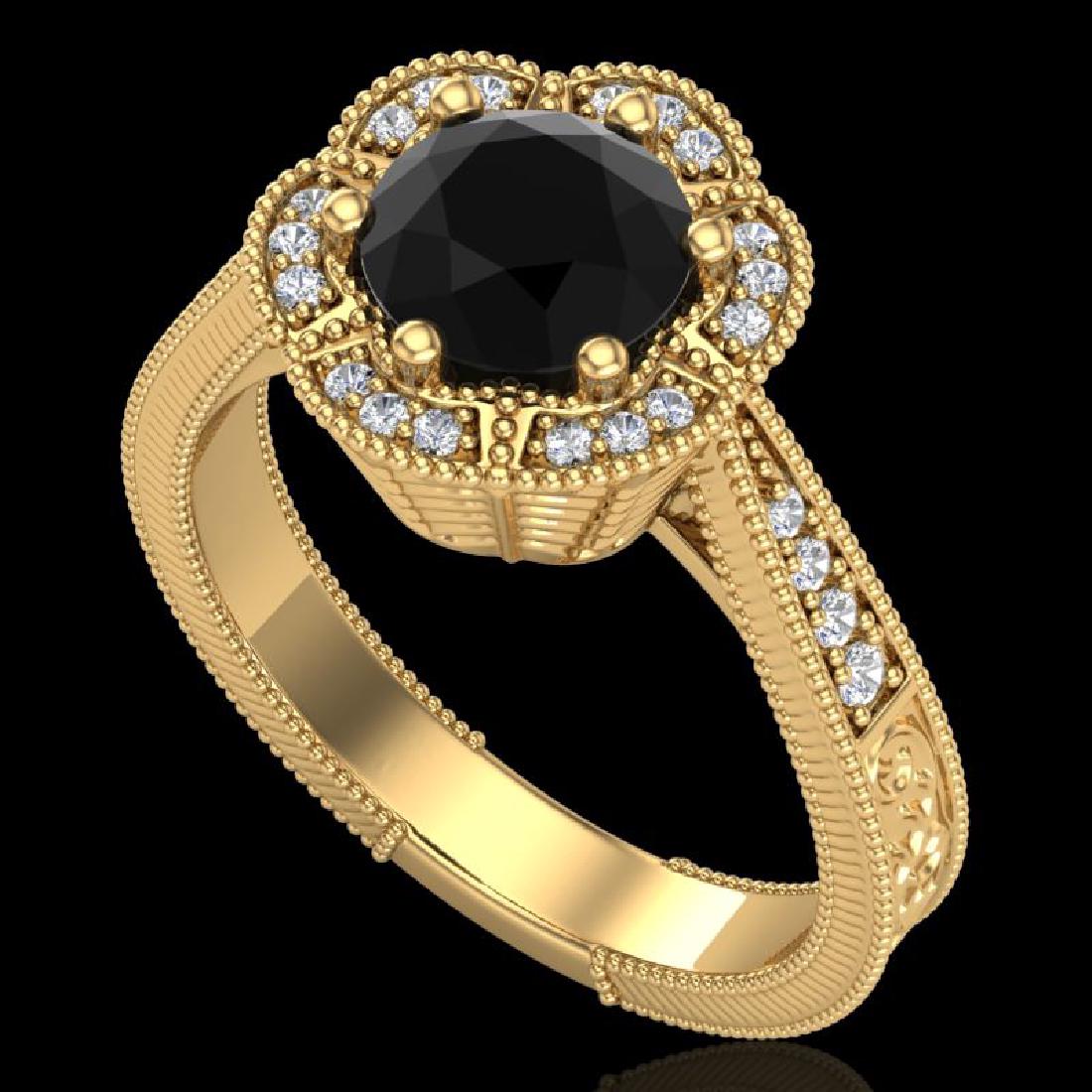 1.33 CTW Fancy Black Diamond Solitaire Engagment Art: 37956-REF-123H6Z ---- 1.33 CTW Fancy Black Diamond Solitaire Engagment Art Deco Ring 18K Gold Manufacturer's Suggested Retail Price: $6100.00 GEMMARI Designer Brand Luxury Jewelry, made in the USA GEM