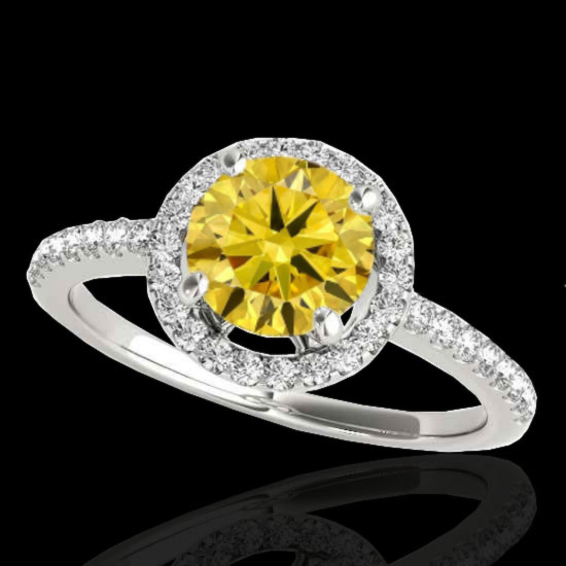 1.4 CTW Certified Si Fancy Intense Yellow Diamond: 34103-REF-172Y7V ---- 1.4 CTW Certified Si Fancy Intense Yellow Diamond Solitaire Halo Ring Gold Manufacturer's Suggested Retail Price: $8550.00 GEMMARI Designer Brand Luxury Jewelry, made in the USA 