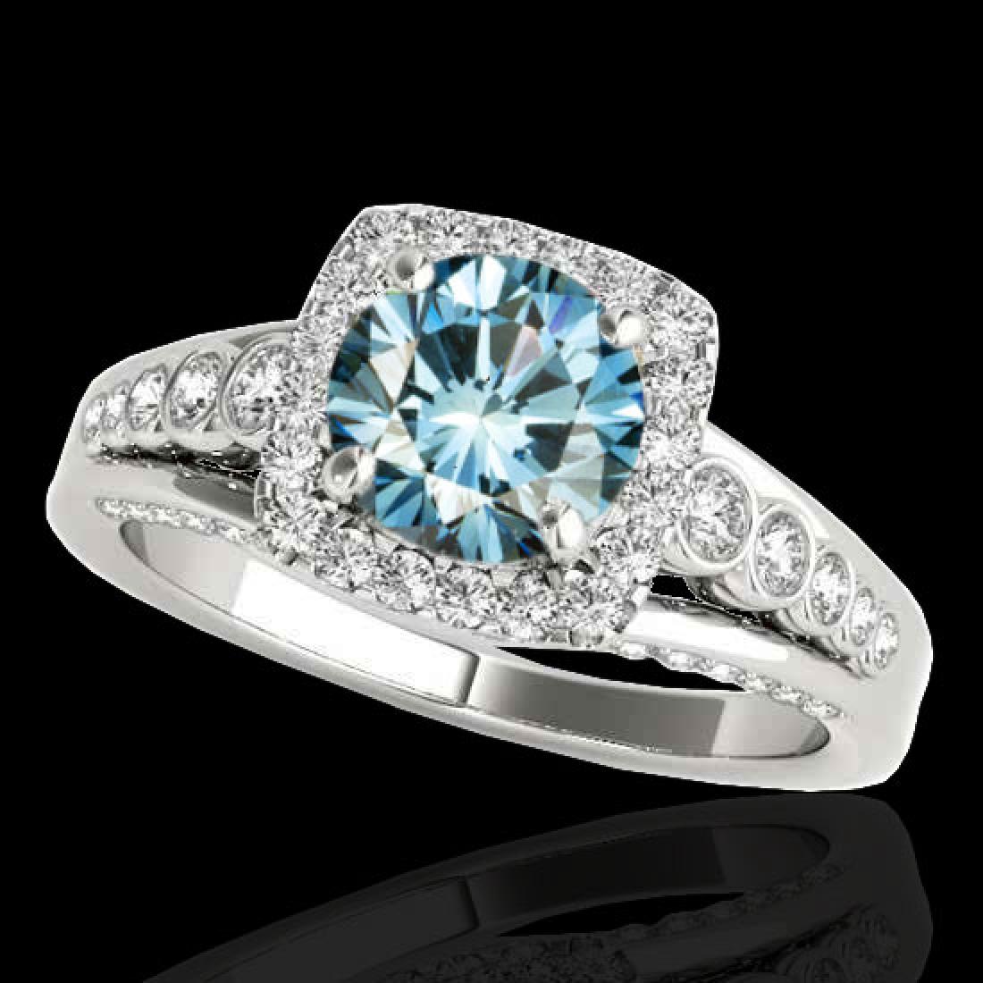 2 CTW Si Certified Blue Diamond Bridal Solitaire Halo: 34324-REF-247X3H ---- 2 CTW Si Certified Blue Diamond Bridal Solitaire Halo Ring Gold Manufacturer's Suggested Retail Price: $12250.00 GEMMARI Designer Brand Luxury Jewelry, made in the USA GEMMARI Re
