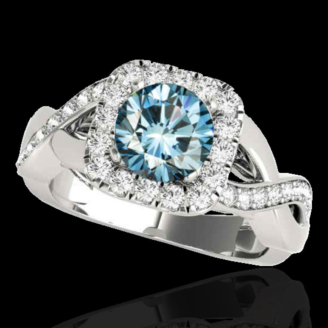 1.65 CTW Si Certified Fancy Blue Diamond Solitaire Halo: 33312-REF-181K3W ---- 1.65 CTW Si Certified Fancy Blue Diamond Solitaire Halo Ring Gold Manufacturer's Suggested Retail Price: $8950.00 GEMMARI Designer Brand Luxury Jewelry, made in the USA GEMMARI R