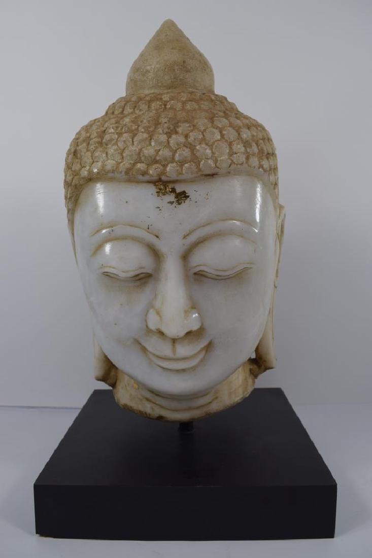 BEAUTIFULLY CARVED VINTAGE MARBLE BUDDHA HEAD BUST (1 of 11)