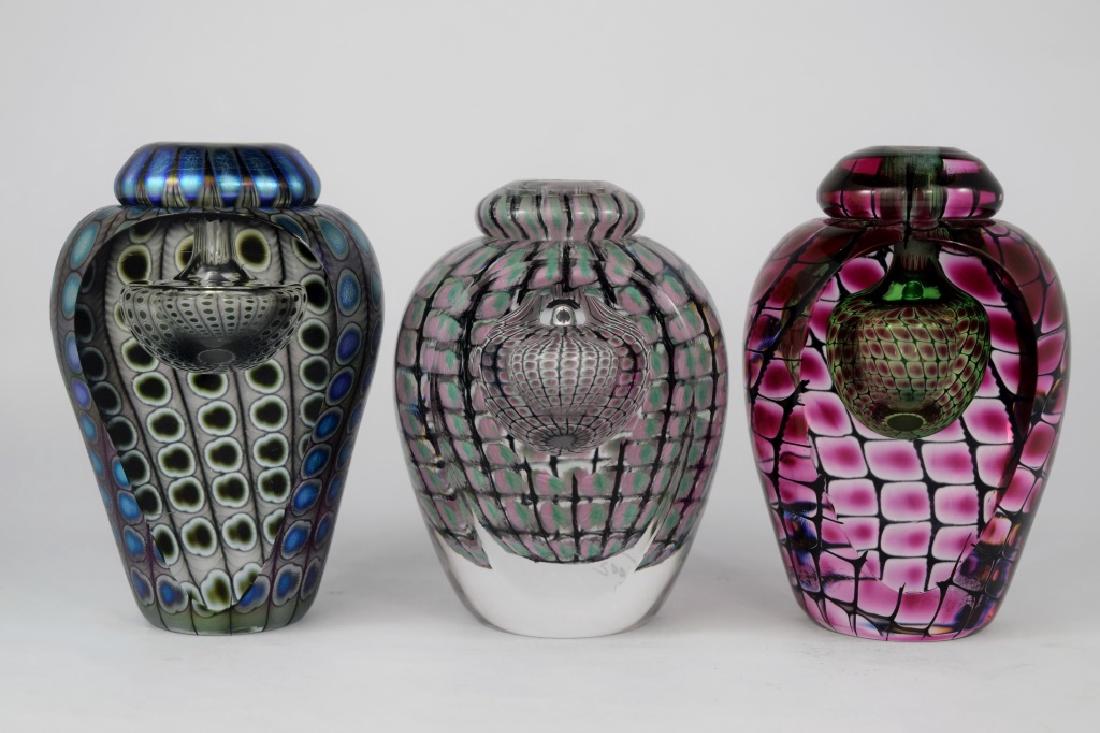 3 TOM PHILABAUM REPTILIAN ART GLASS Tom Philabaum, Perfume Jewel Tones