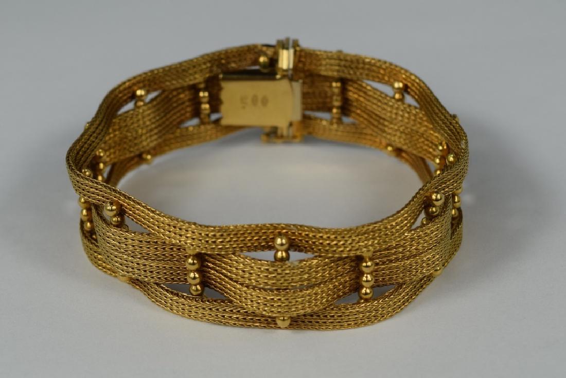 18K GOLD WOVEN FILIGREE RIBBON & POST BRACELET (1 of 14)