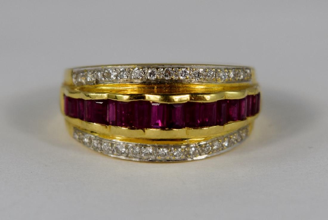 18K GOLD SIGNED LEVIAN RUBY & DIAMOND RING (1 of 10)