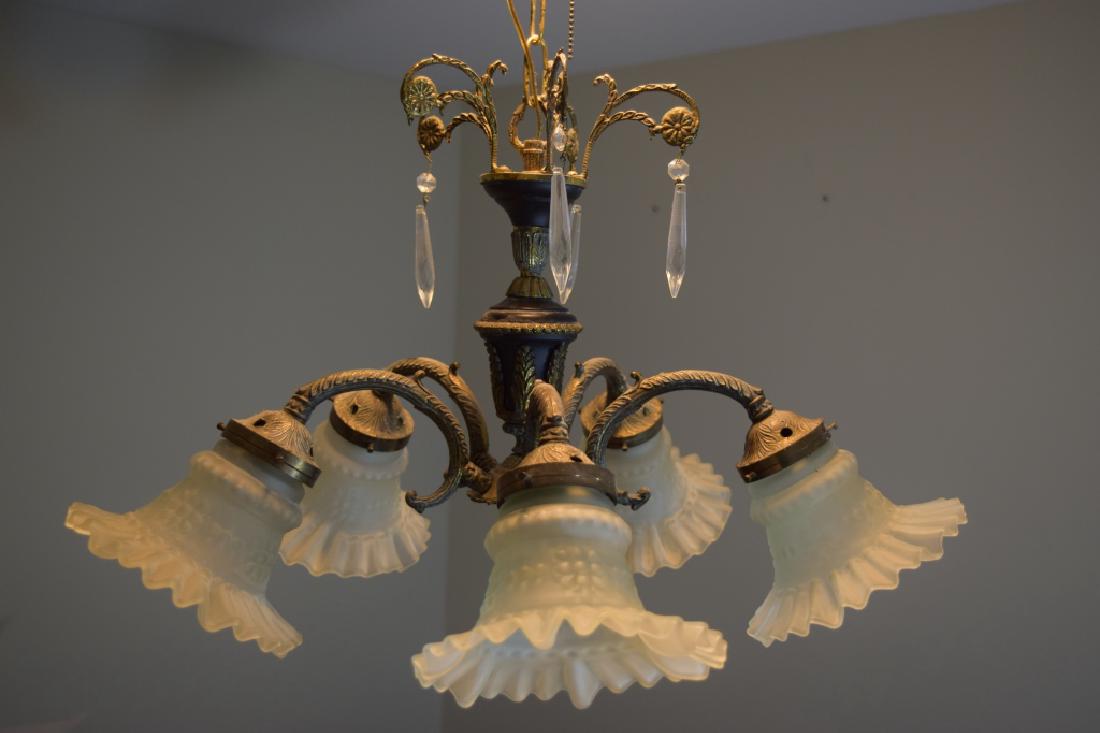 5 ARM BRASS & BRONZE RAISED FLORAL CHANDELIER (1 of 12)