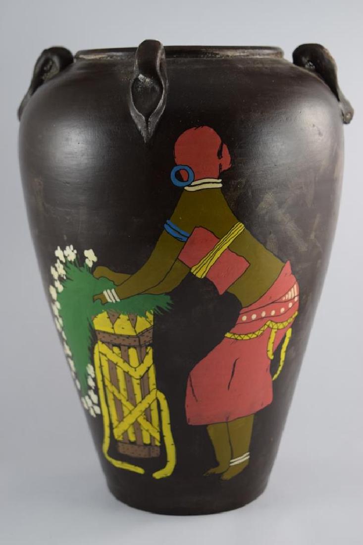 HAND PAINTED AFRICAN CERAMIC POTTERY LARGE VASE (1 of 10)