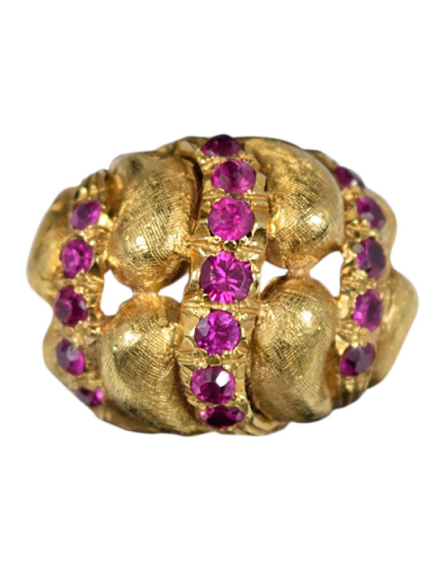 18K GOLD 17 RUBY BULBOUS BAROQUE COCKTAIL RING (1 of 12)