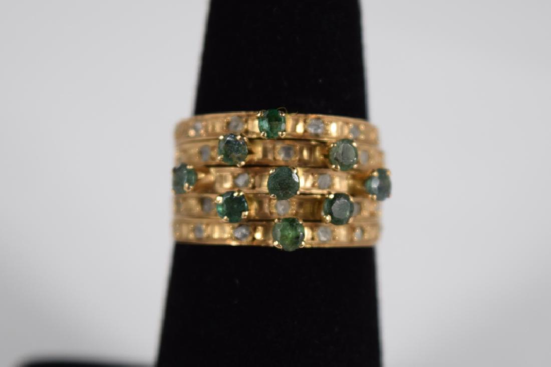 EGYPTIAN 18K GOLD EMERALD RAW DIAMOND STACK RINGS (1 of 11)