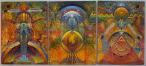 TOM PERKINSON (AMER. B. 1940) OIL CANVAS TRIPTYCH