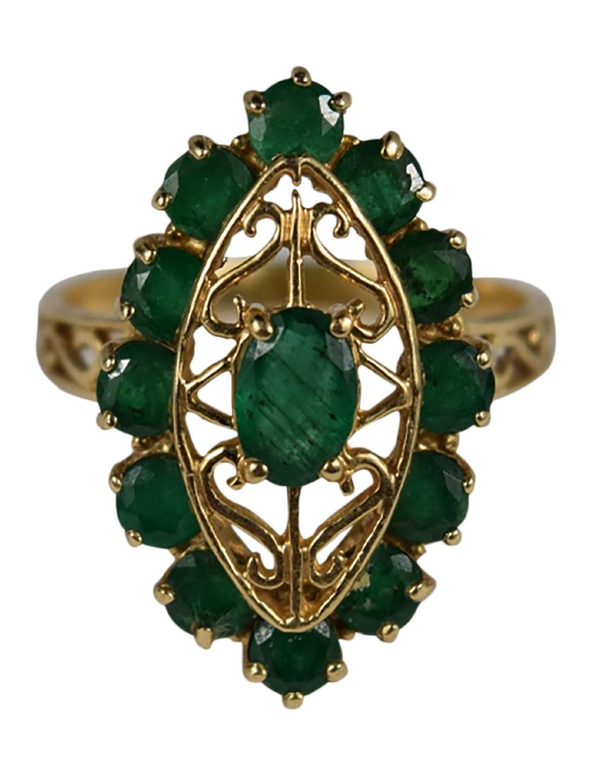 14K GOLD EMERALD ART DECO VINTAGE GOLD RING (1 of 14)