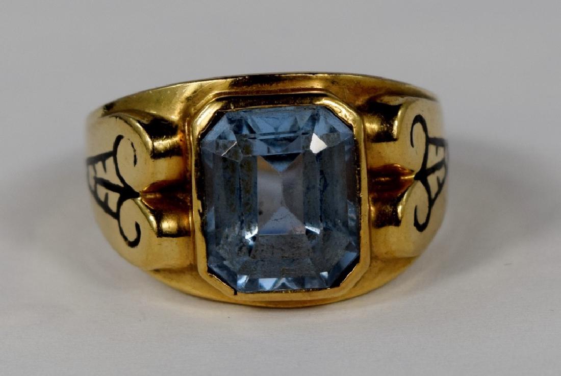 VINTAGE 10K GOLD EMERALD CUT AQUAMARINE RING (1 of 10)