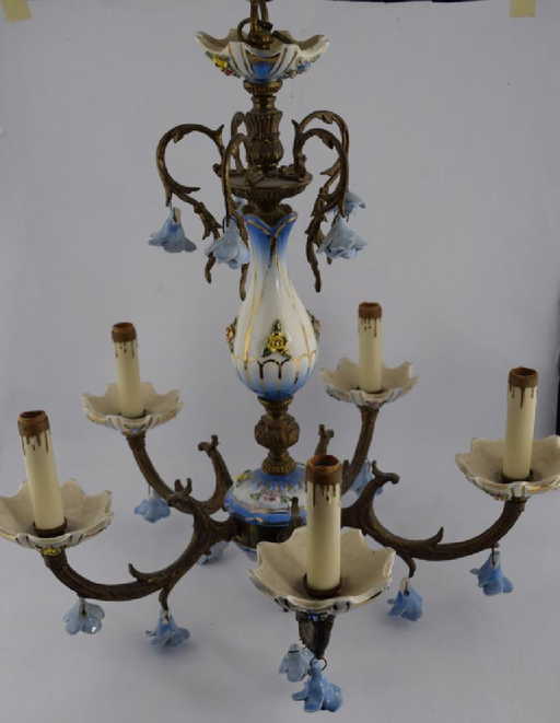 Italian Capodimonte Majolica Porcelain Chandelier