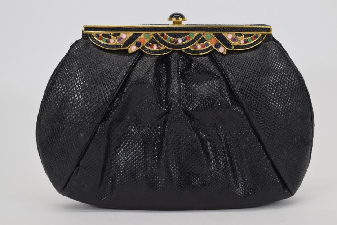 JUDITH LEIBER BLACK KARUNG WATER SNAKE PURSE (1 of 16)