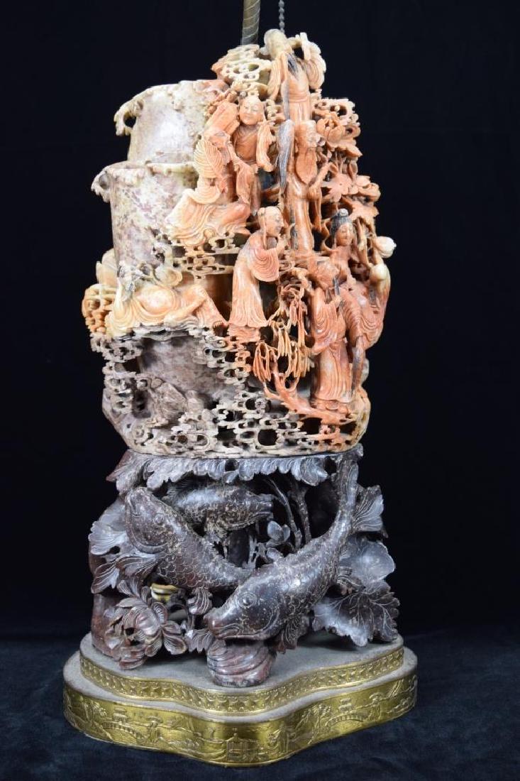 CARVED LARGE SOAPSTONE SCULPTURE VASE BRUSH WASHER (1 of 20)