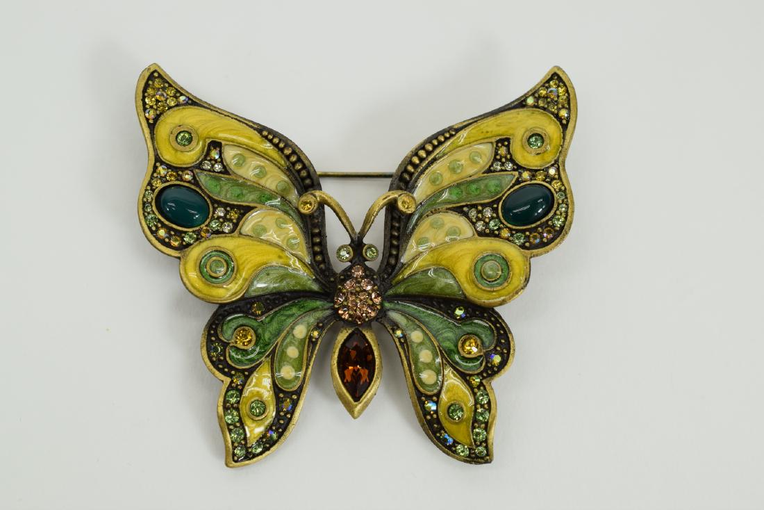 2PCS JAY STRONGWATER ENAMEL CRYSTAL BUTTERFLY PINS (1 of 10)
