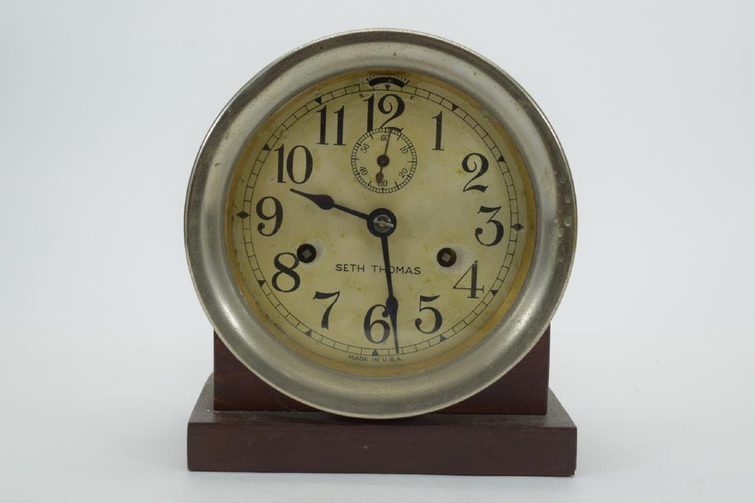 SETH THOMAS MARITIME SHIP PORTHOLE CLOCK & STAND