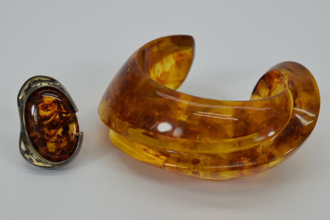 AMBER STERLING SILVER RING & CUFF BRACELET (1 of 17)