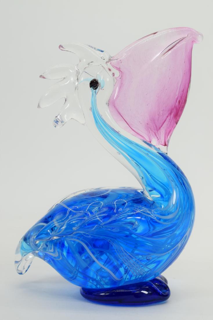 GEA COBALT BLUE ART GLASS PELICAN SCULPTURE