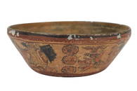 PRE-COLUMBIAN POTTERY MAYAN GLYPH BOWL