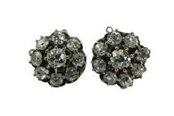 ANTIQUE 14K WHITE GOLD MINE CUT DIAMOND EARRING