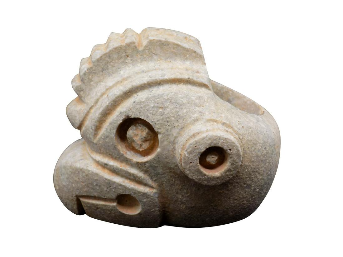 PRE-COLUMBIAN STYLE AVIAN STONE MACE HEAD (1 of 8)