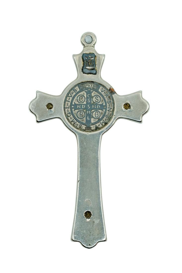 ANTIQUE WHITE METAL ITALIAN CROSS (1 of 7)