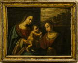 18TH C MEXICAN PAINTING OF VIRGIN, CHILD, ST. ANNE