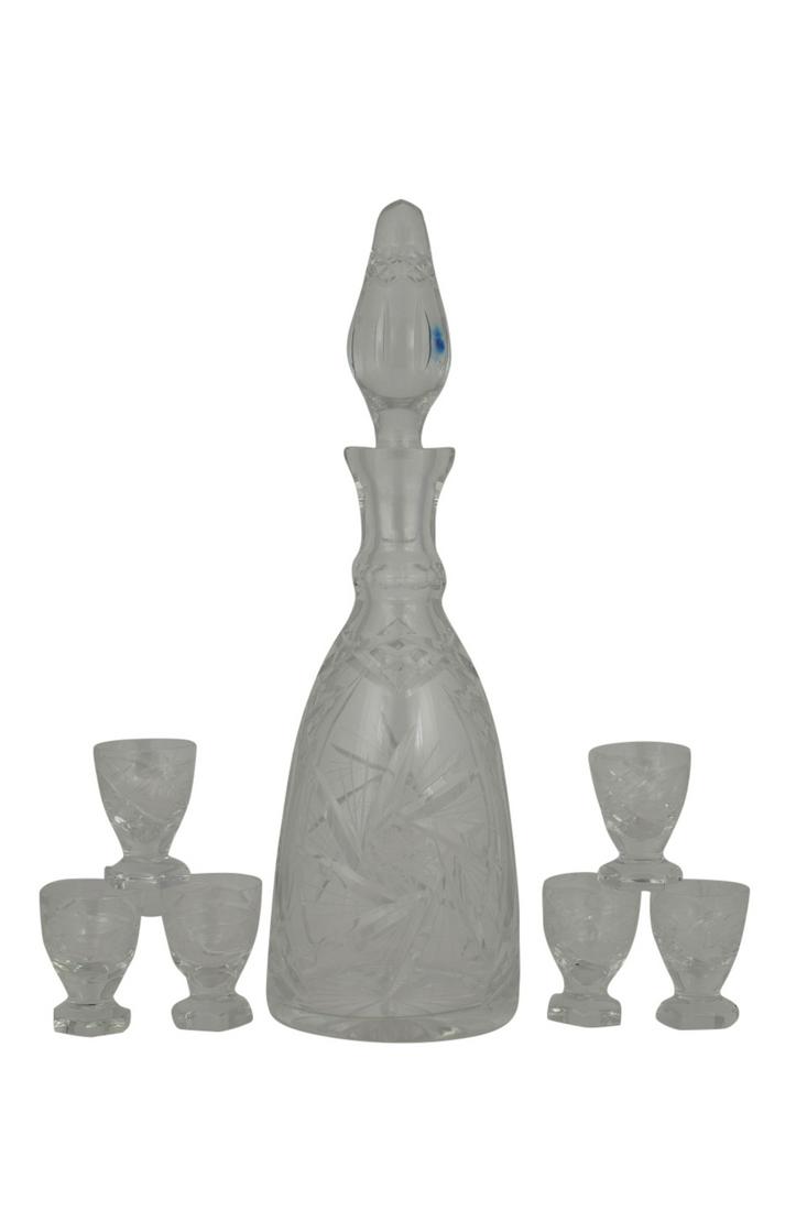7PC CRYSTAL DECANTER & PORT SHOT GLASSES (1 of 19)