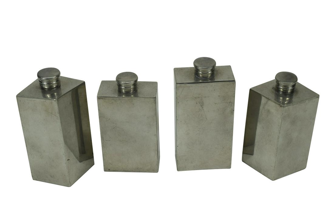 4 SHEFFIELD ENGLISH PEWTER FLASK CONTAINERS (1 of 7)