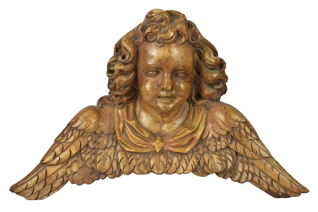 BRONZED PORCELAIN CHERUB PUTTI BUST WALL ART (1 of 17)
