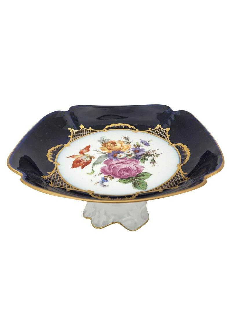 LIMOGES PORCELAIN FLORAL PEDESTAL COMPOTE BOWL (1 of 8)