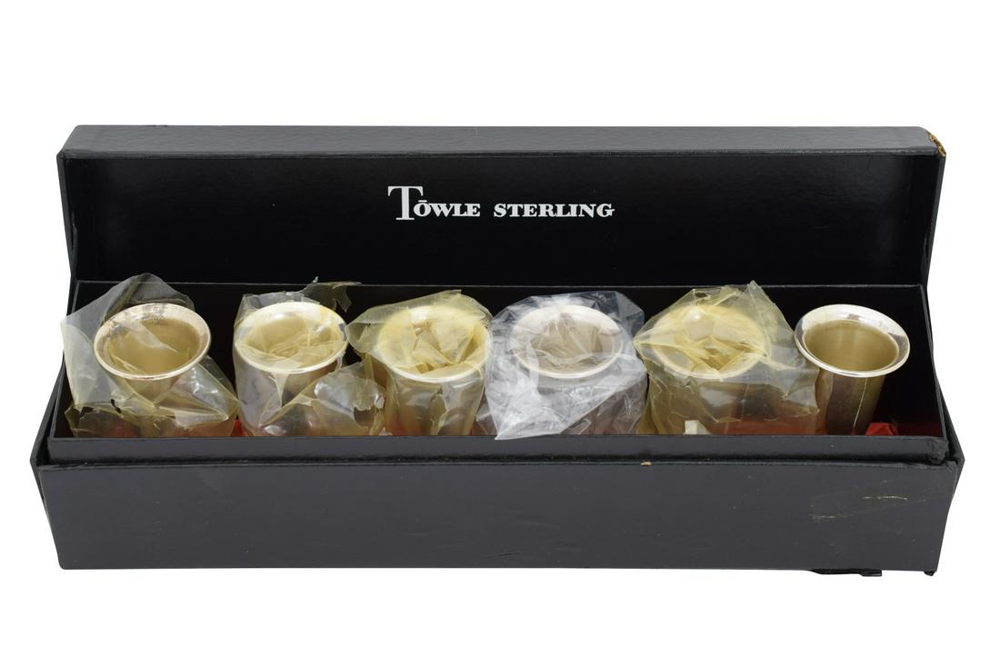 TOWLE STERLING SILVER SHOT GLASS CORDIAL CUP SET (1 of 6)