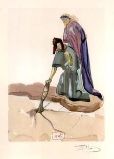 SALVADOR DALI INFERNO 32 THE TRAITOR OF MONTAPERTI: Woodcut print on paper From the Divine Comedy Suite by Salvador Dali. Certified by the Salvador Dali museum. Measures 10" H x 7" W. THIRD PARTY SHIPPING REQUIRED. Edit: This Dali is authenticated by