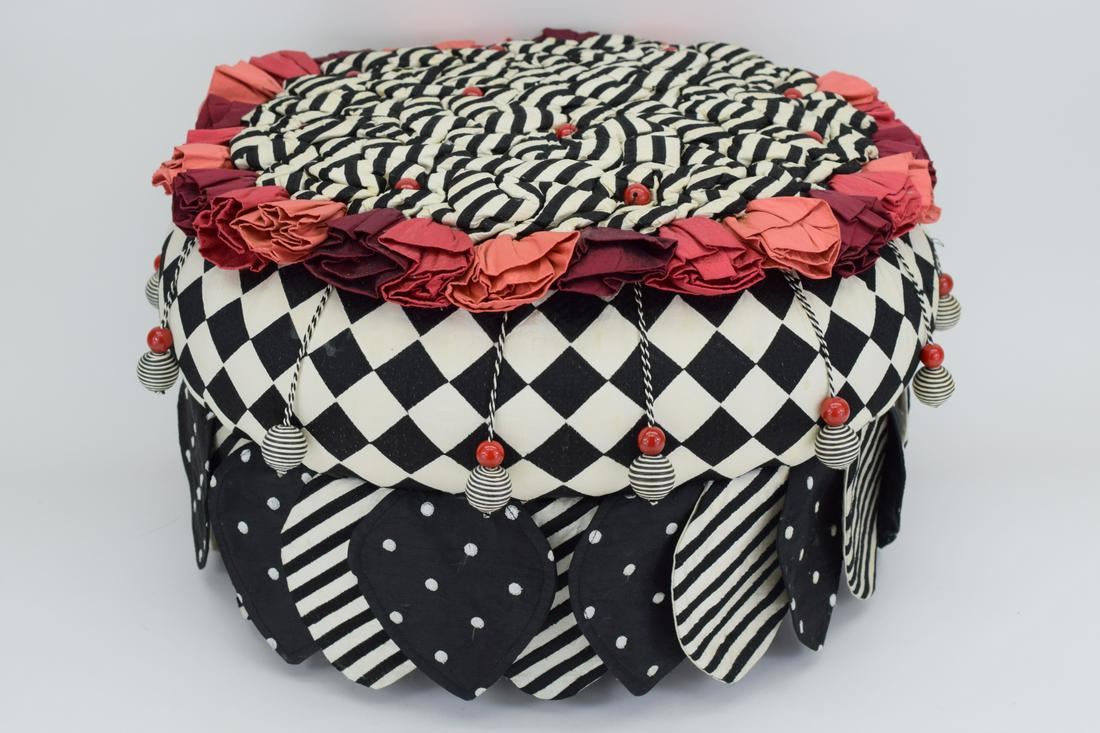 MACKENZIE-CHILDS PETITE ROSE FOOT STOOL OTTOMAN (1 of 8)
