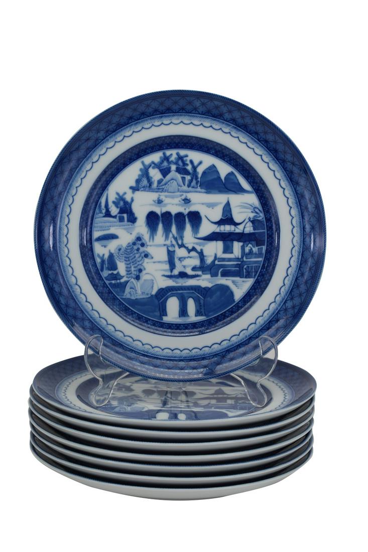 8 MOTTAHEDEH PORCELAIN BLUE CANTON DINNER PLATES (1 of 10)