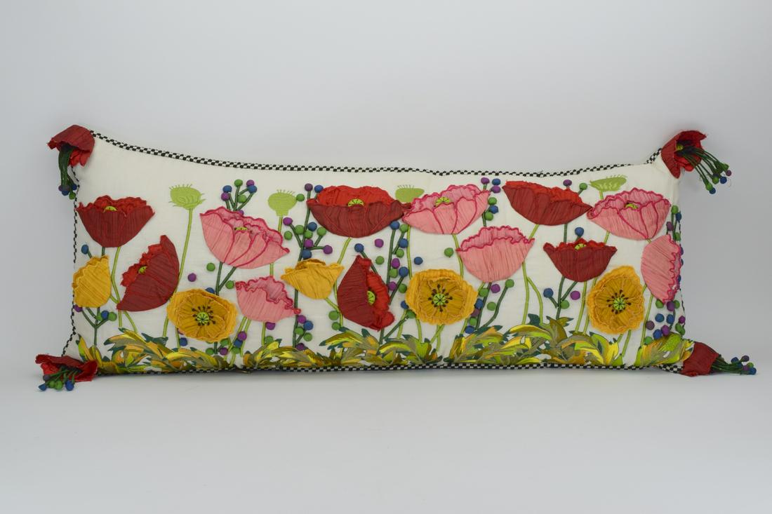 MACKENZIE-CHILDS RED POPPY FLORAL LUMBAR PILLOW (1 of 15)