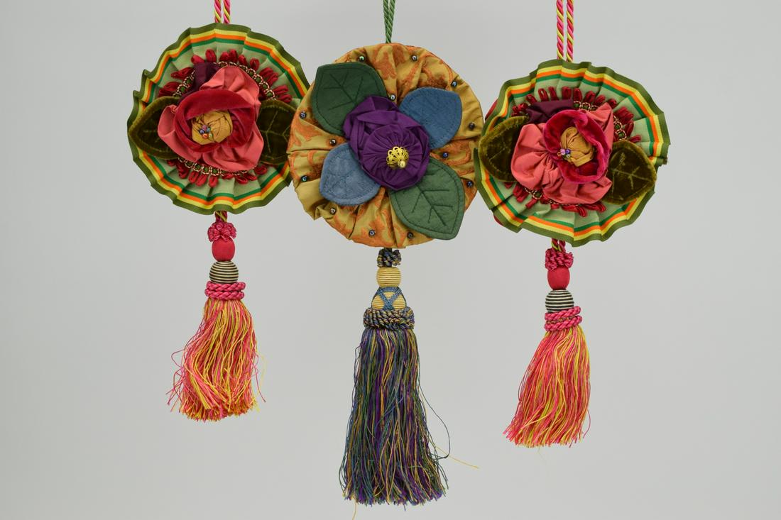 3 MACKENZIE-CHILDS DOUBLE SIDED FLOWER TASSELS (1 of 19)
