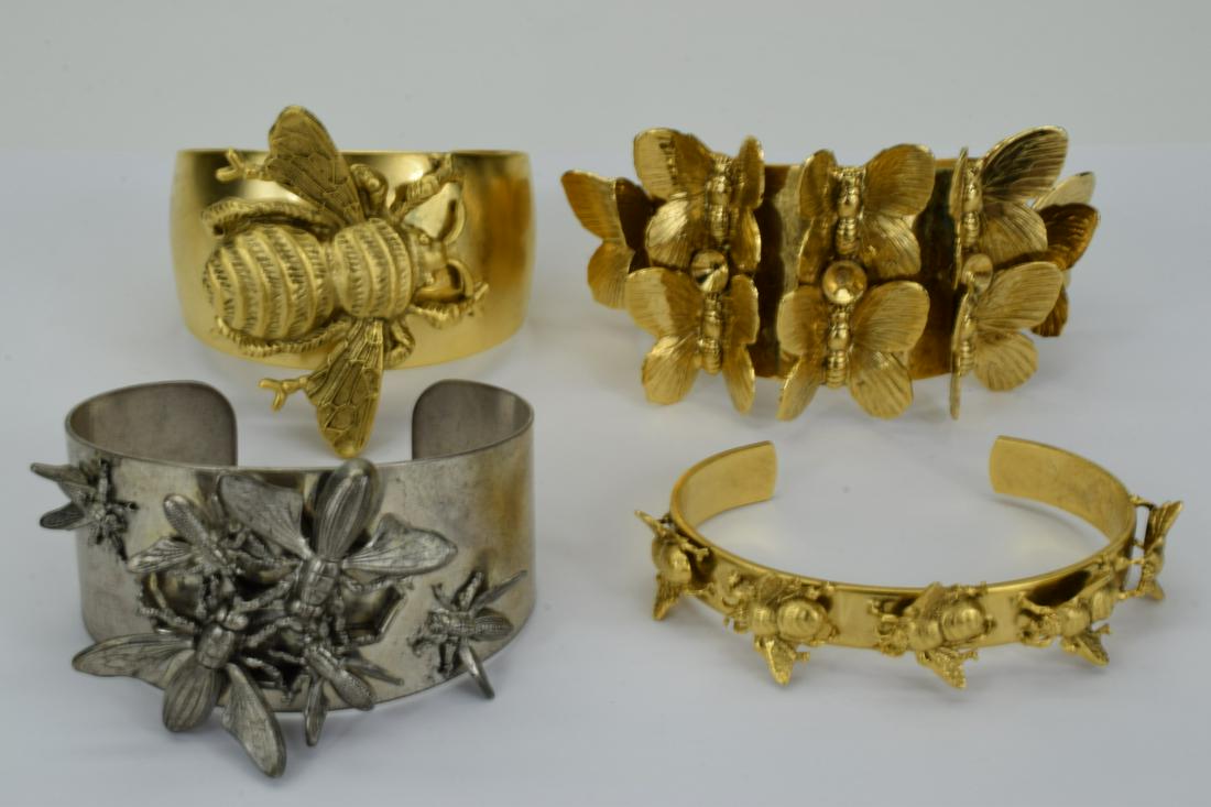 4 PCS. GOLD TONE BEE & INSECT CUFF BRACELETS (1 of 20)