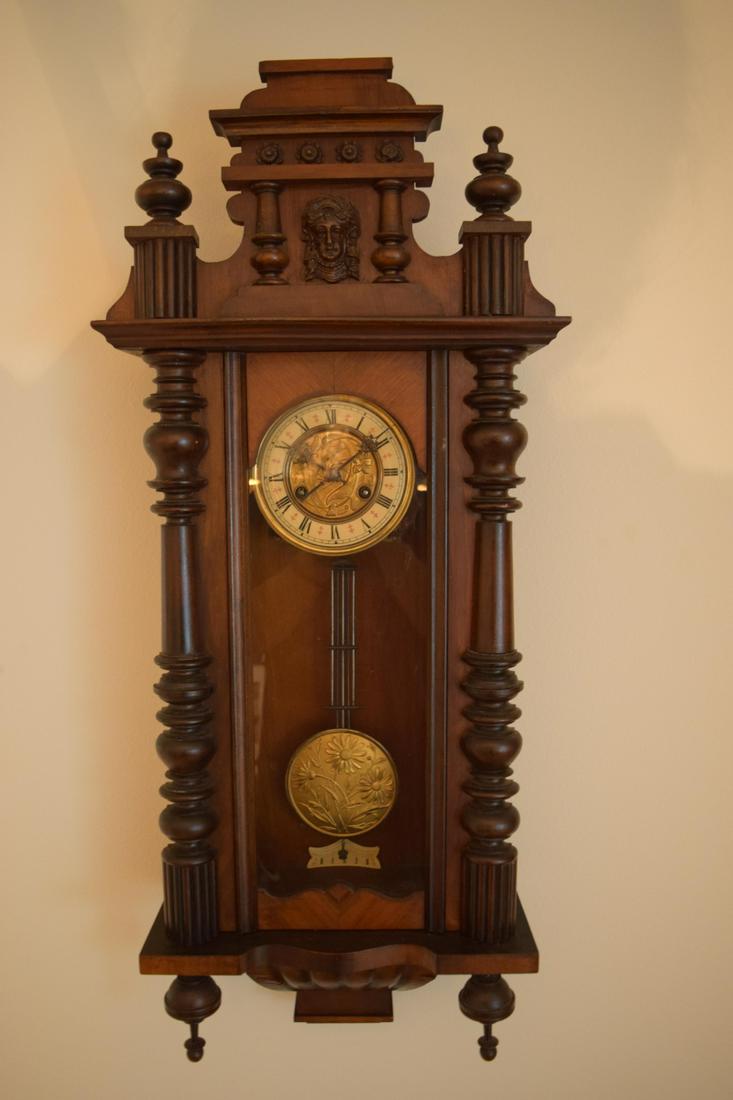ANTIQUE WOOD CASED THOMAS ERNST HALLER WALL CLOCK (1 of 15)