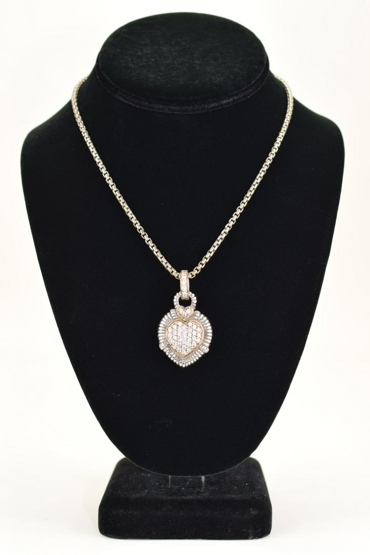 STERLING SILVER JEWELED HEART PENDANT & NECKLACE (1 of 17)