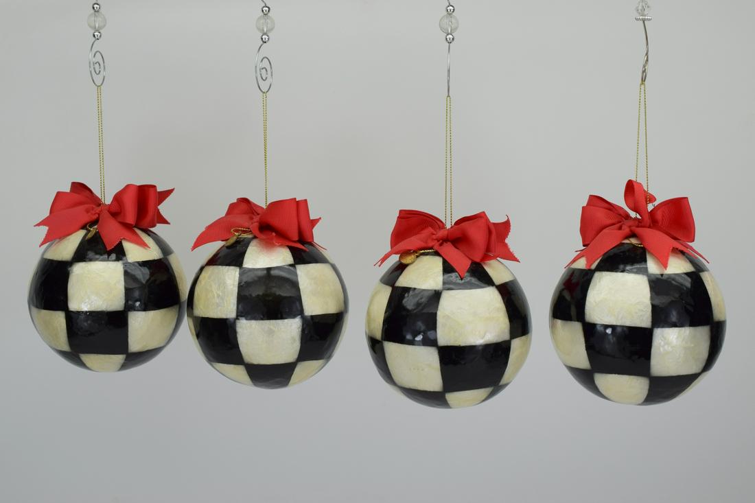 4 PCS. MACKENZIE-CHILDS COURTLY CHECK ORNAMENTS (1 of 7)