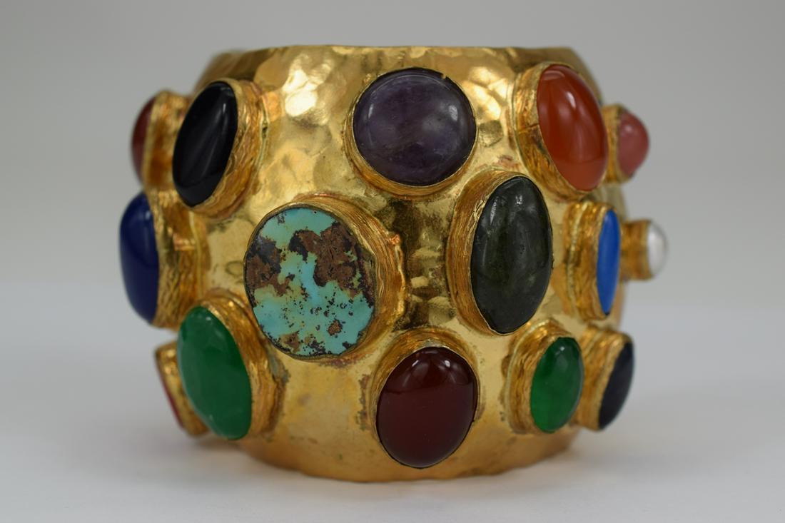 GOLD TONE SEMI-PRECIOUS GEMSTONE CUFF BRACELET (1 of 18)