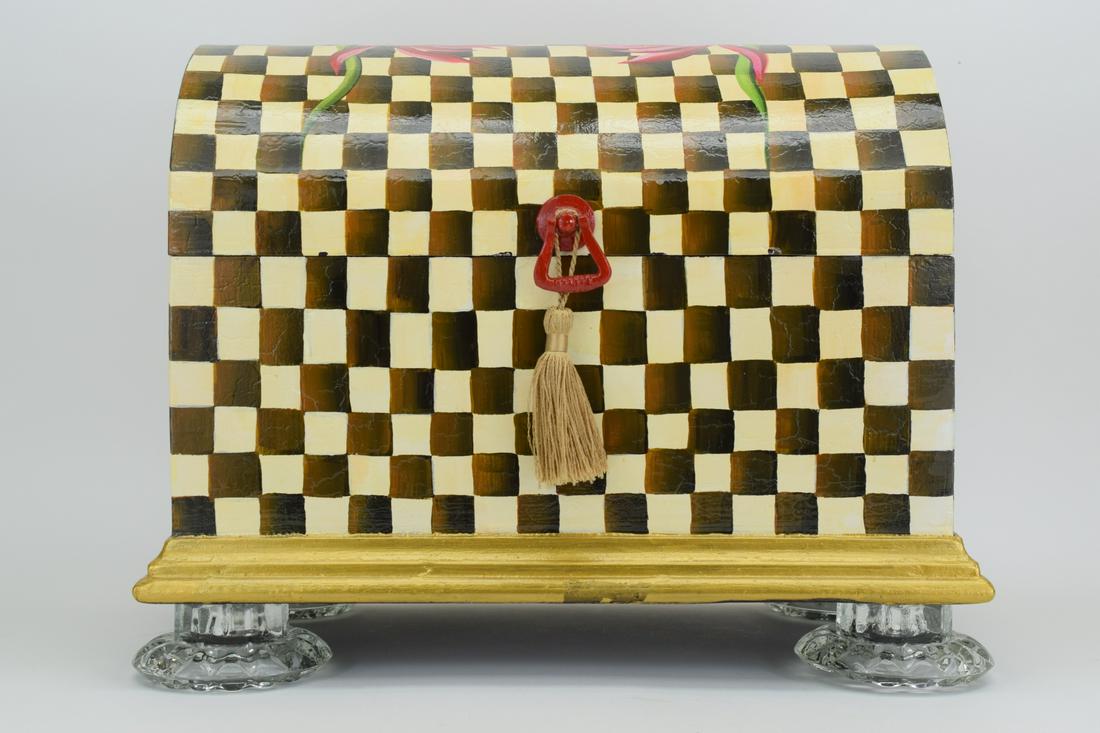 MACKENZIE-CHILDS STYLE COURTLY CHECK TABLE CHEST (1 of 10)