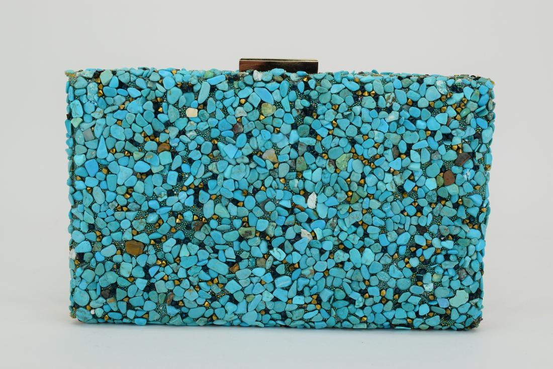 TURQUOISE STONE PURSE EVENING BAG CLUTCH (1 of 13)