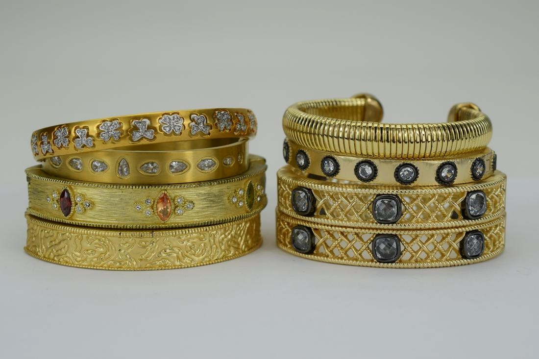 8 PCS. GOLD TONE & CRYSTAL RHINESTONE BRACELETS (1 of 10)
